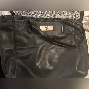 Black Kate Spade Leather Tote with ruffle trim. Used (like new)